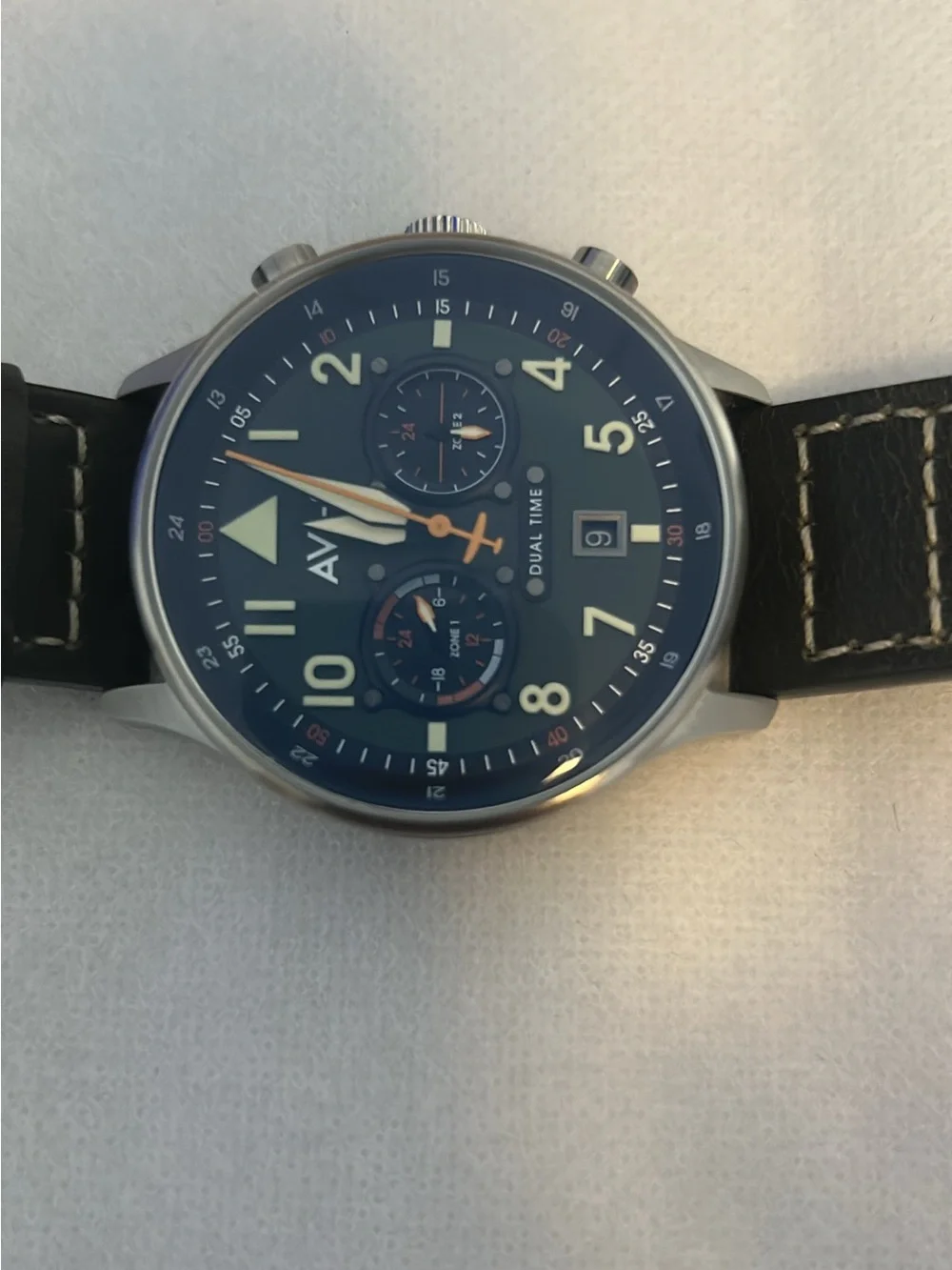 AVI-8 Dual Time Pilot Watch in Green and Black